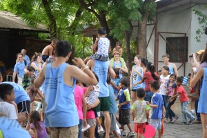 playing games with the children of the dump